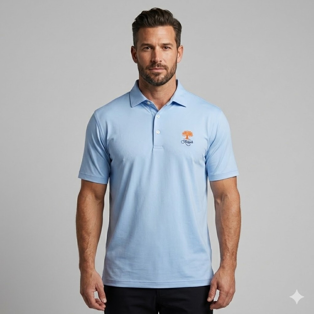 Peter‎ Millar Polo Shirt Kinloch Golf Club L Blue EUC